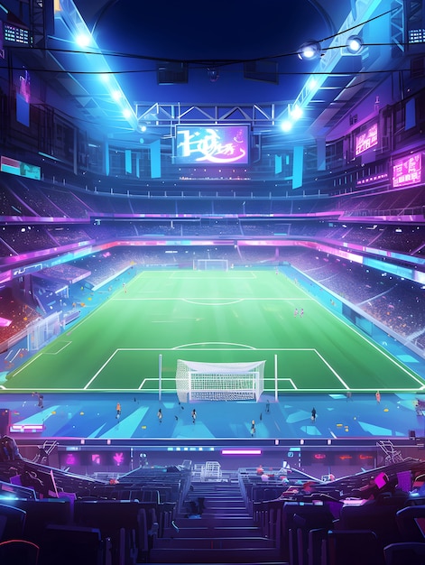 Free photo futuristic soccer field illustration