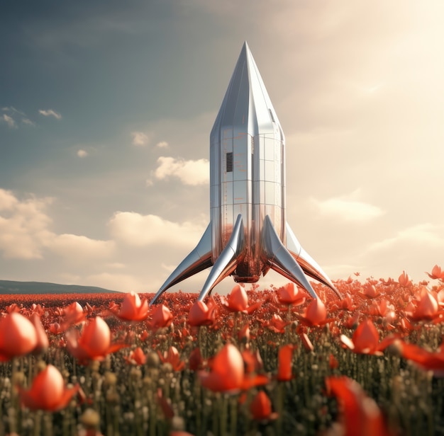 무료 사진 환상적인 디자인의 미래형 우주 로켓