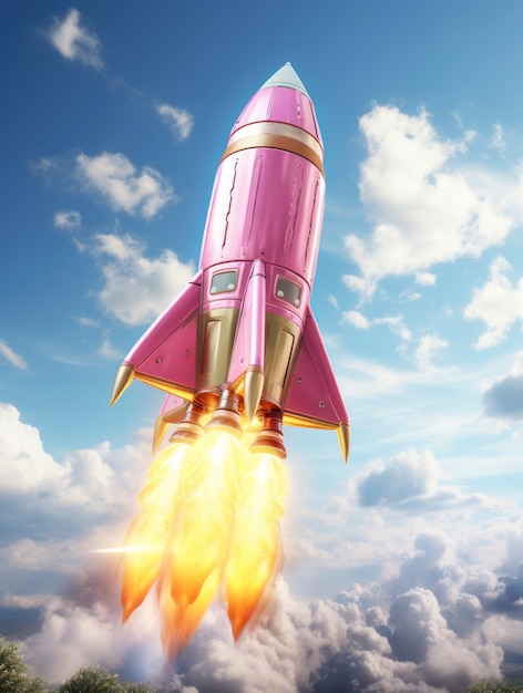 Free photo futuristic space rocket with fantasy design