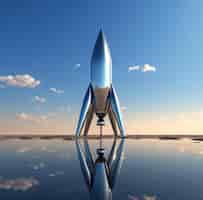 Бесплатное фото Футуристическая космическая ракета с фантастическим дизайном