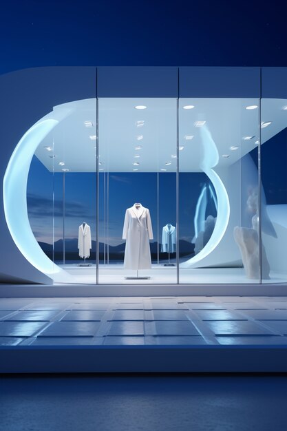 Futuristic store with abstract concept and architecture