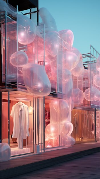 Futuristic store with abstract concept and architecture