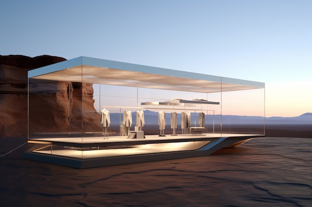 Foto gratuita negozio futuristico con concetto e architettura astratta