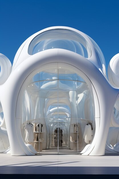Futuristic store with abstract concept and architecture