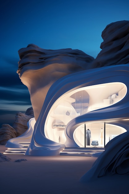 futuristic store with abstract concept and architecture
