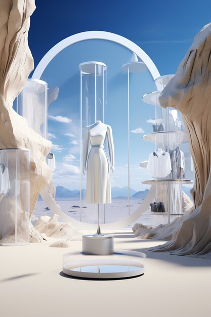 Futuristic store with abstract concept and architecture