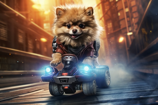 Free photo futuristic style adorable dog