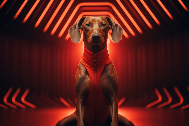 Foto gratuita cane adorabile in stile futuristico