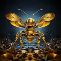 Бесплатное фото Пчела в футуристическом стиле в помещении