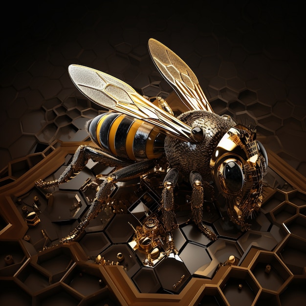 Пчела в футуристическом стиле в помещении