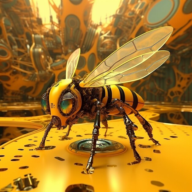 Futuristic style bee outdoors