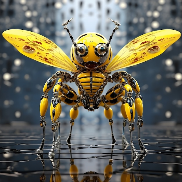 Free photo futuristic style bee outdoors