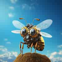 Free photo futuristic style bee outdoors