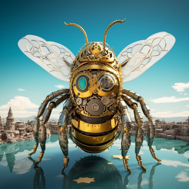 Free photo futuristic style bee outdoors