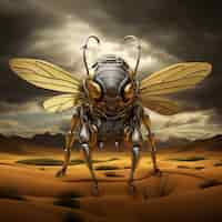 Free photo futuristic style bee outdoors