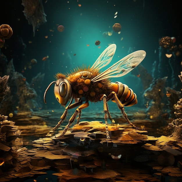 Free photo futuristic style bee outdoors