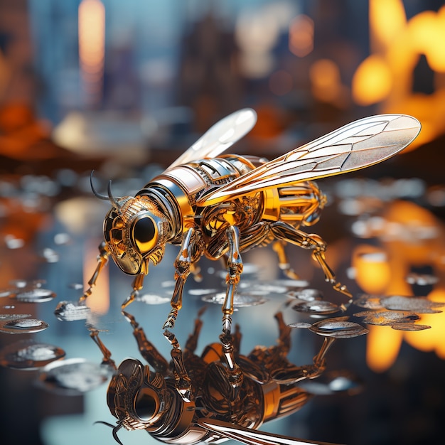 Free photo futuristic style bee outdoors