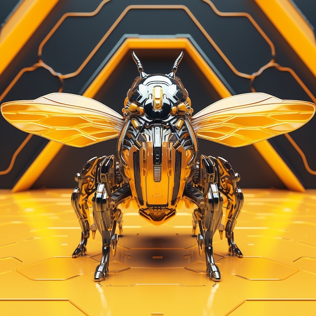 Free photo futuristic style bee in studio