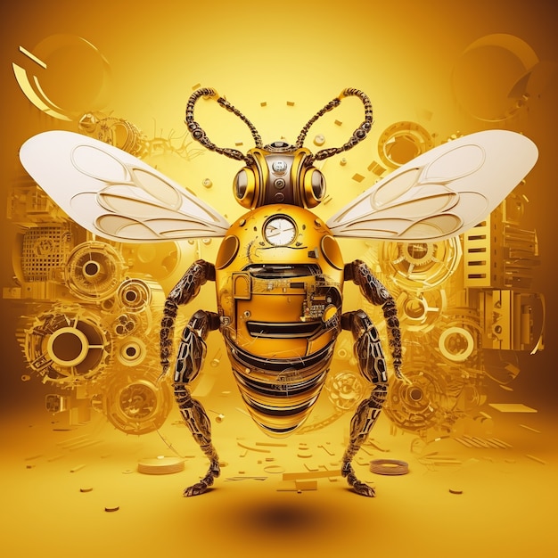 Free photo futuristic style bee in studio