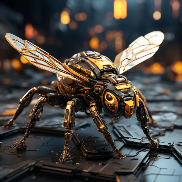 Futuristic style bee in studio