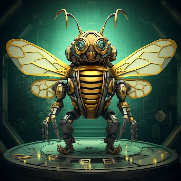 Futuristic style bee in studio