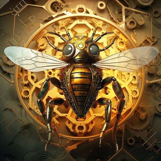 Пчела в футуристическом стиле в студии
