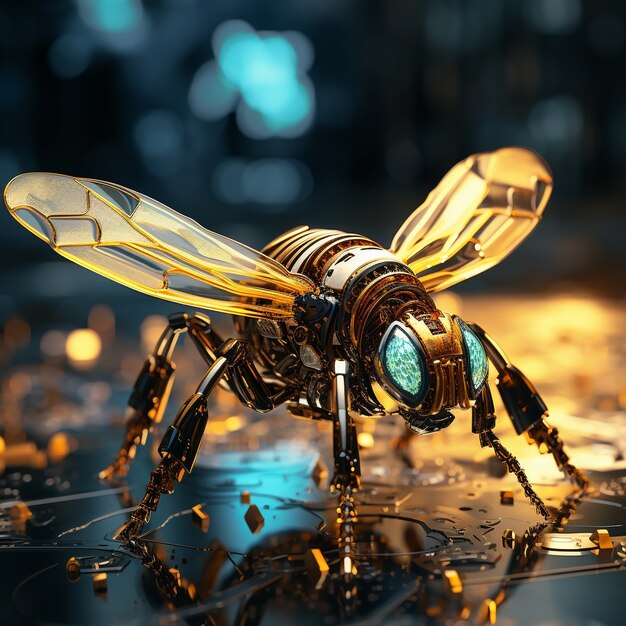 Futuristic style bee in studio