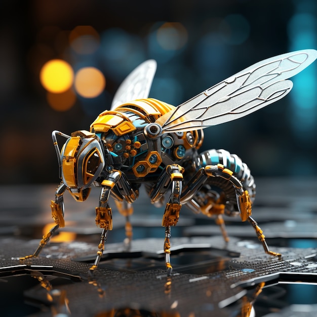 Free photo futuristic style bee in studio