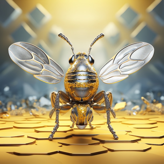 Futuristic style bee in studio