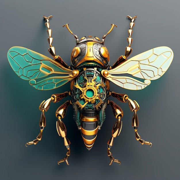 Free photo futuristic style bee in studio