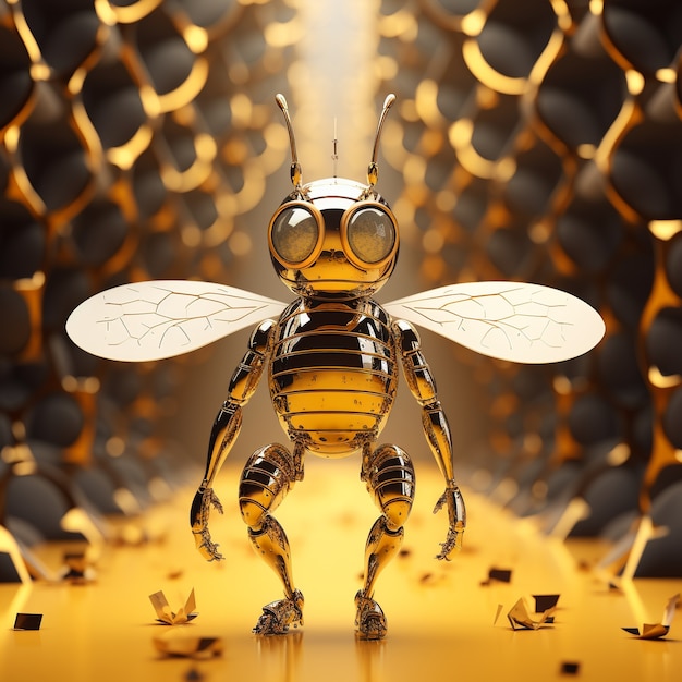 Free photo futuristic style bee in studio