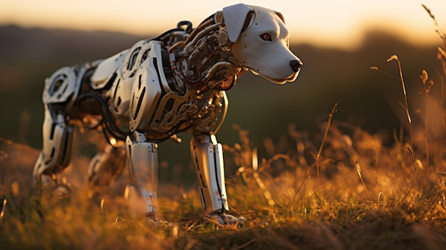 Free photo futuristic style dog in nature