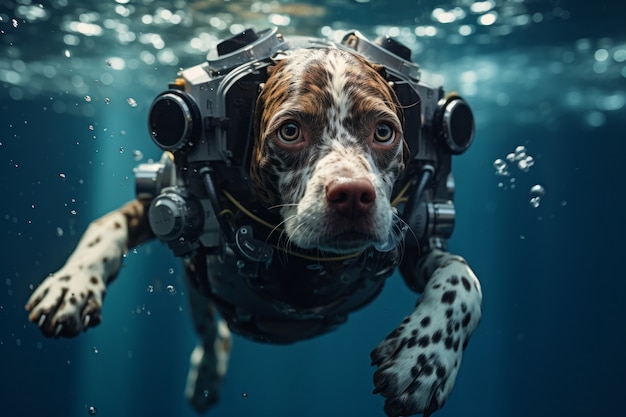 Free photo futuristic style dog underwater