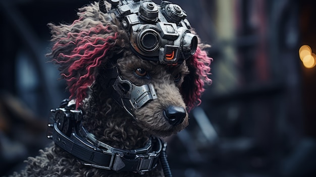 Free photo futuristic style dog with robot suit