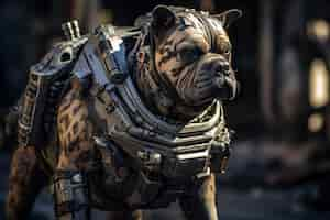 Free photo futuristic style dog with robot suit