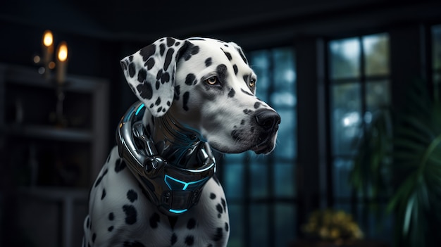 Foto gratuita cane in stile futuristico con tuta da robot