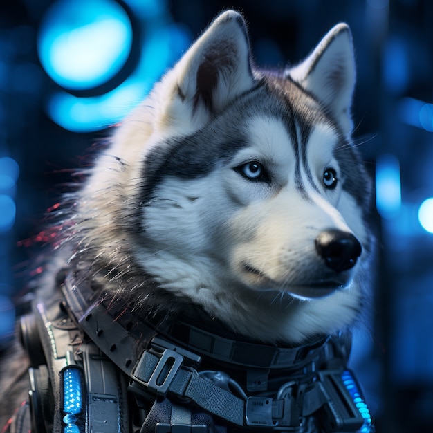 Free photo futuristic style dog with robot suit