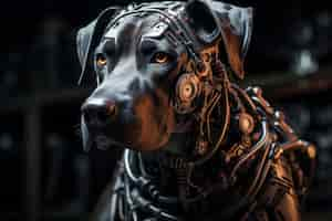 Free photo futuristic style dog with robot suit