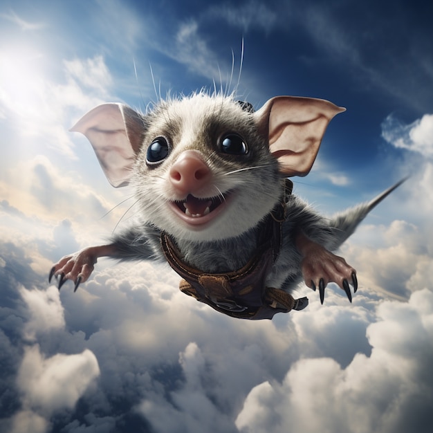 Free photo futuristic style possum flying