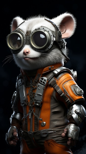 Free photo futuristic style possum with goggles