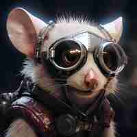 Free photo futuristic style possum with goggles