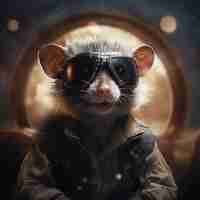 Free photo futuristic style possum with goggles