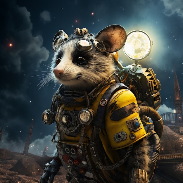 Free photo futuristic style possum with goggles