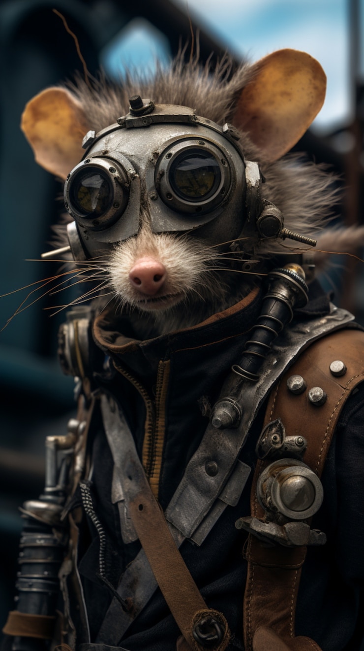 Free Photo futuristic style possum with goggles