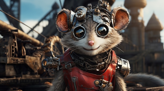 Free photo futuristic style possum with goggles