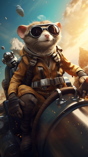 Free photo futuristic style possum with goggles