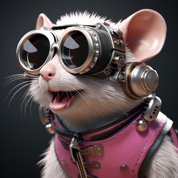 Foto gratuita opossum in stile futuristico con occhiali protettivi