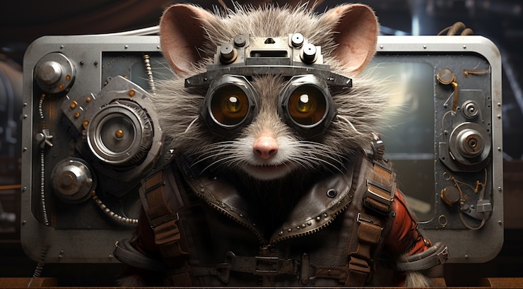 Free Photo futuristic style possum with goggles