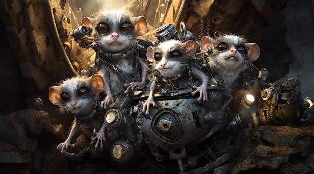 Free photo futuristic style possums wearing clothing