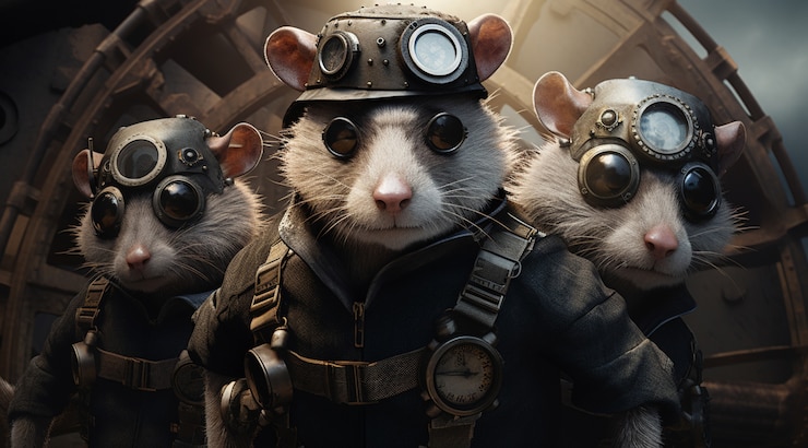 Free Photo futuristic style possums with goggles